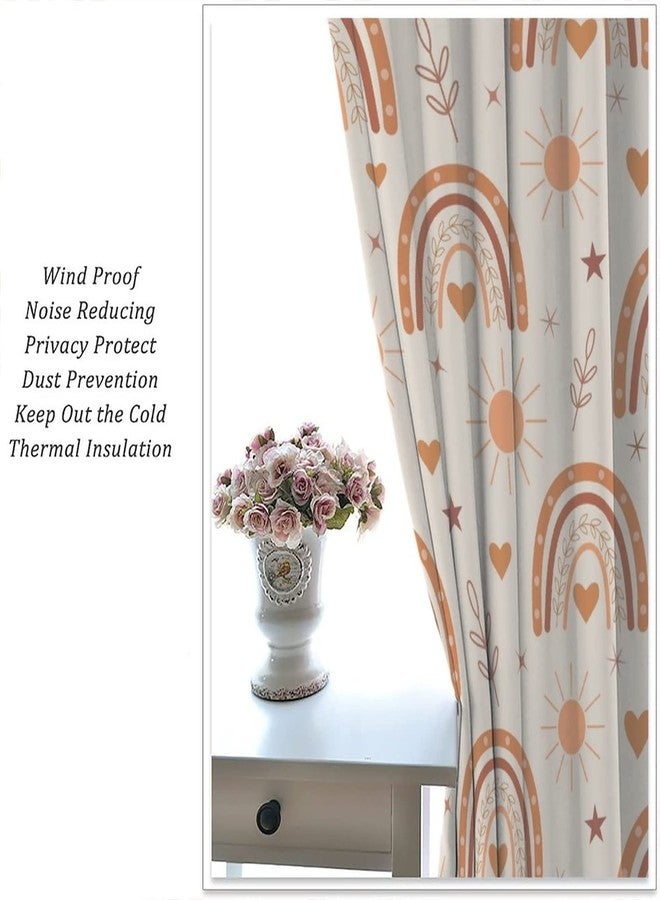 AuiMzoo Boho Rainbow Curtains, Lovely Rainbow Love Sun and Brown Peach Star Pattern, Children Boys Girls Bedroom Living Room Nursery Nursery Decorative Curtains, 2 Panel Set,42X45 Inch - Image 4
